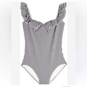 Solid & Striped Amelia seersucker one piece blue white striped size medium